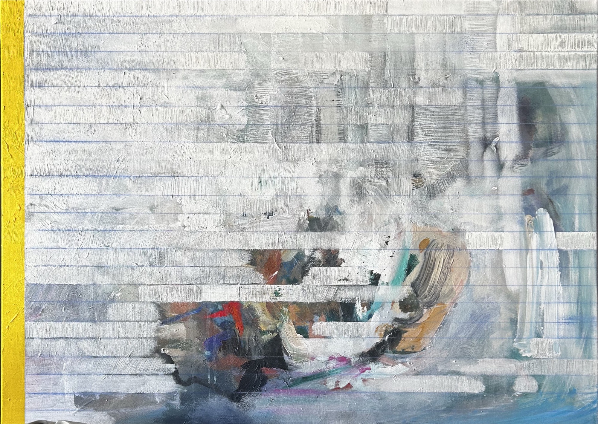 Horizontal landscape dissolved into pale blue bands